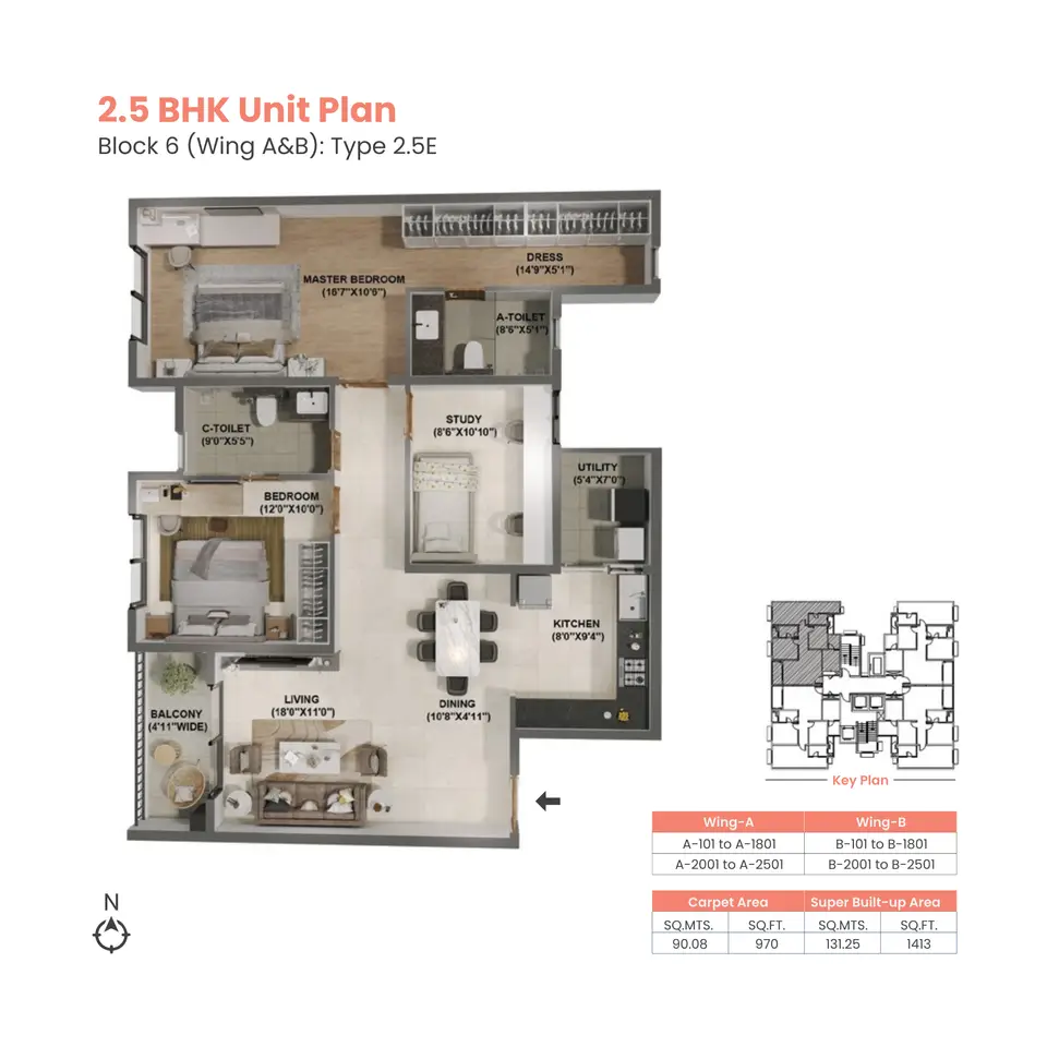 Adarsh Welkin Park 2.5 bhk floor plan