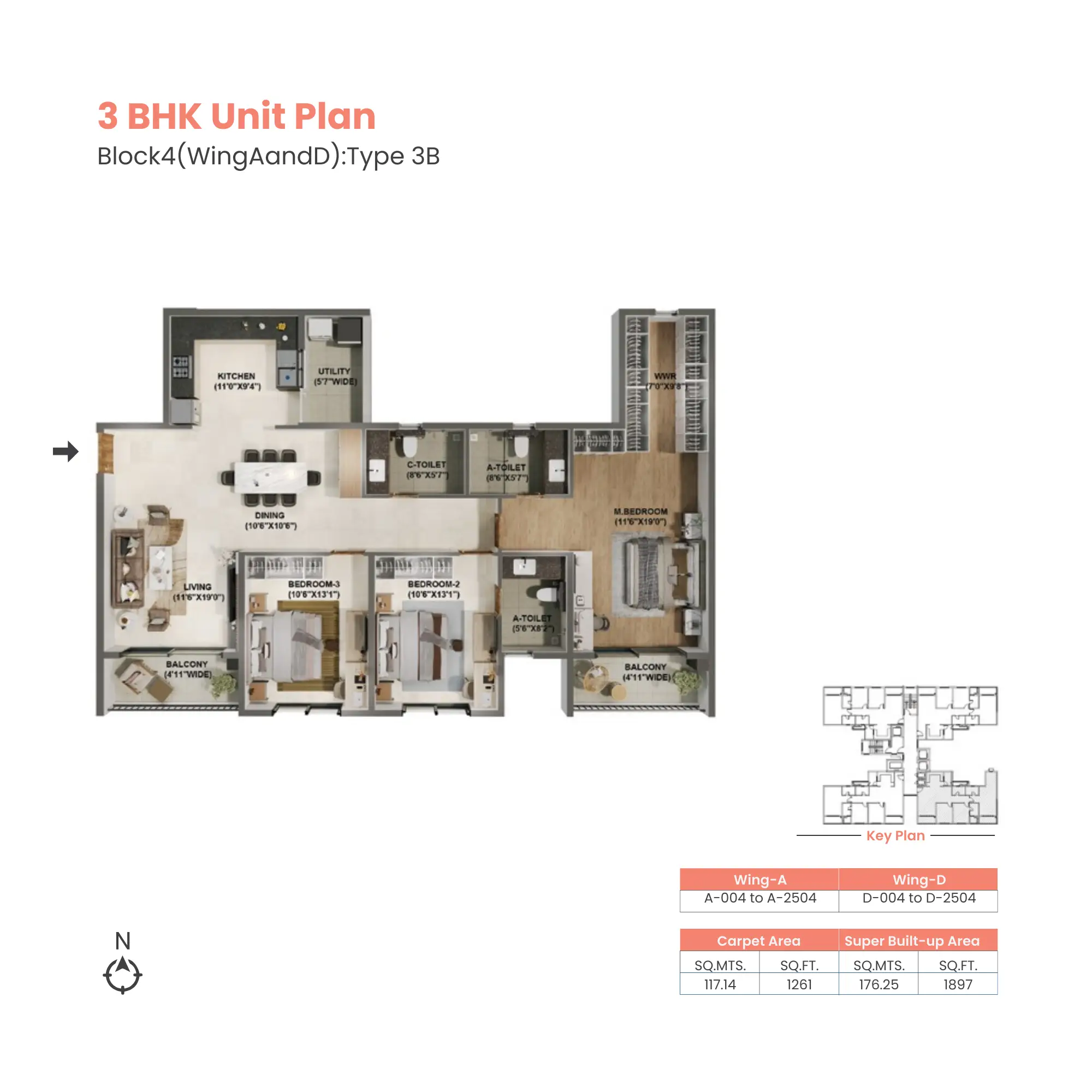 Adarsh Welkin Park floor plan 3bhk