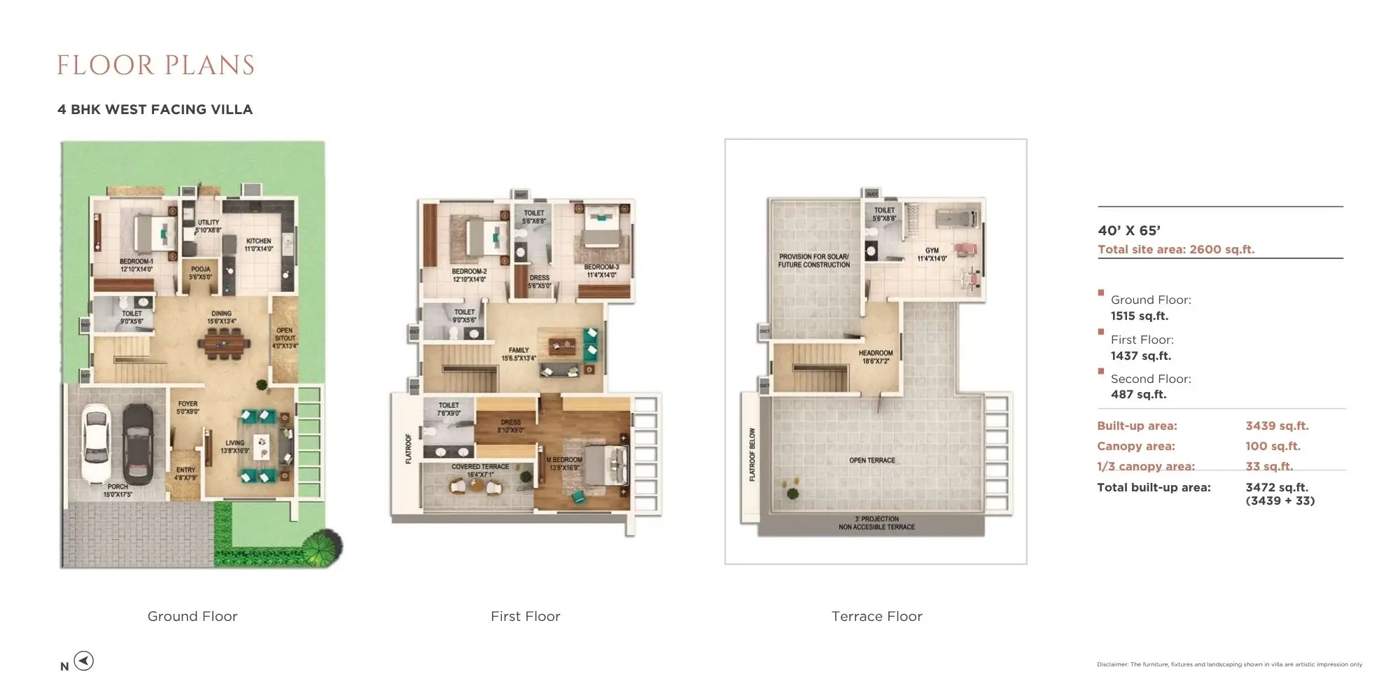 Adarsh Welkin Park 4 bhk villa floor plan