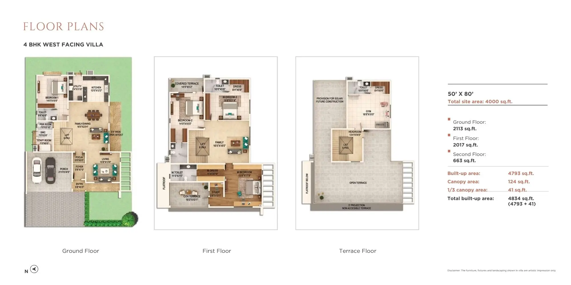 Adarsh Welkin Park 4 bhk west facing villa floor plan