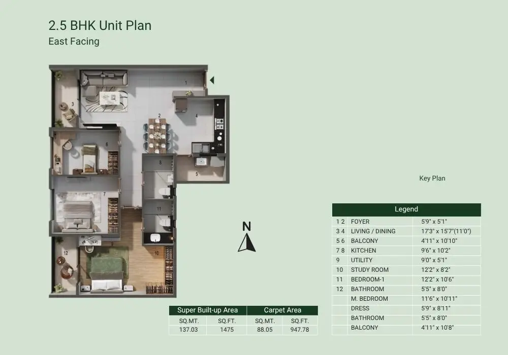 adarsh parkland 2 bhk floor plan